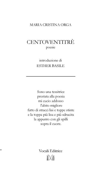 Centoventitré - Maria Cristina Orga - copertina