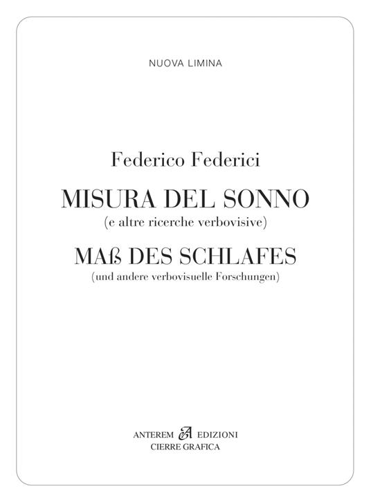 Misura del sonno. (e altre ricerche verbovisive). Ediz. multilingue - Federico Federici - copertina