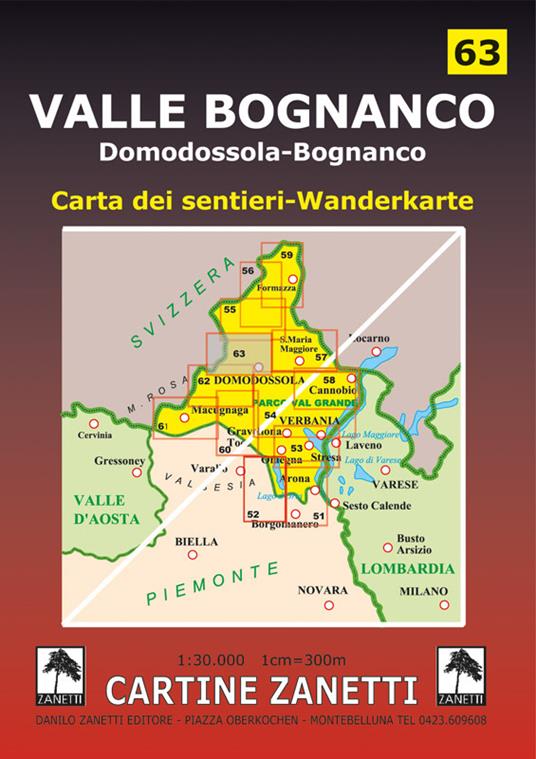 Valle Bognanco. Domodossola, Bognanco Fonti, San Lorenzo, Gomba, San Bernardo, Passo di Monscera 1:30.000 - copertina