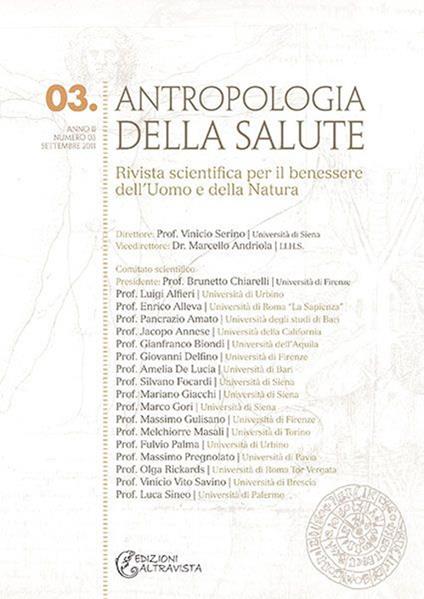 Antropologia della salute (2011). Vol. 3: Vita, morte, salute e conservazione della specie - copertina