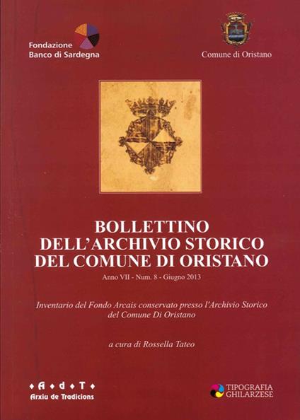 Bollettino dell'Archivio storico del comune di Oristano - Rossella Tateo - copertina