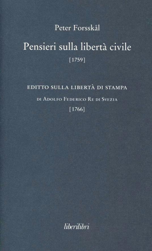 Pensieri sulla libertà civile - Peter Forsskal - copertina