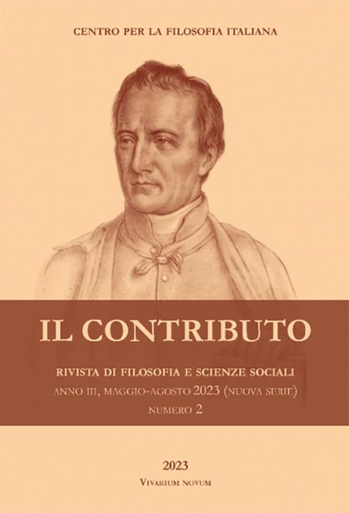 Il contributo. Rivista di filosofia e scienze sociali (2023). Vol. 2: Maggio-agosto - copertina