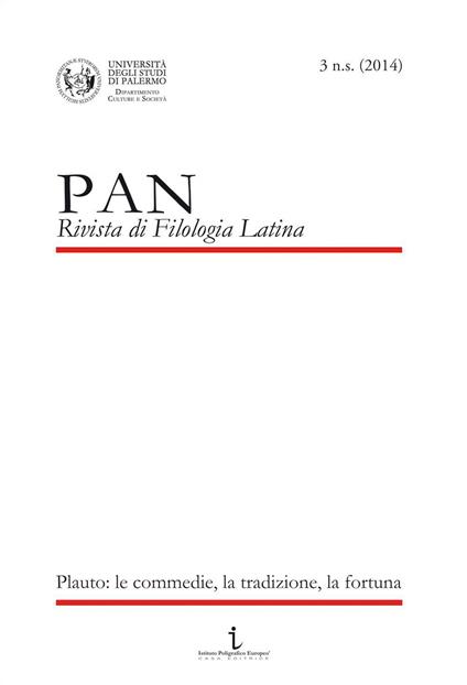 PAN. Rivista di filologia latina. Vol. 3: Plauto. Le commedie, la tradizione, la fortuna. - copertina