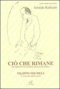 Ciò che rimane. Frammenti di storia nella memoria. Filippo Micheli a cento anni dalla nascita - Aristide Radicchi - copertina