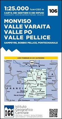 Carta n. 106 Monviso, Valle Po, Valle Varaita, Valle Pellice. Carta dei sentieri e dei rifugi - copertina