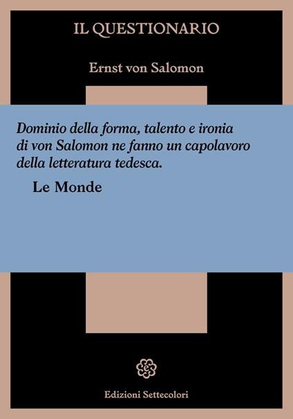 Il questionario - Ernst von Salomon - copertina