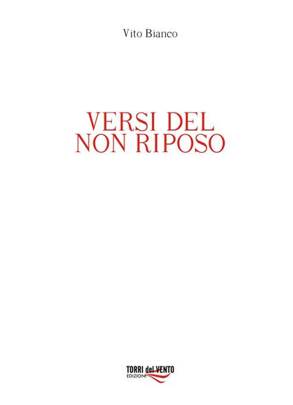 Versi del non riposo - Vito Bianco - copertina