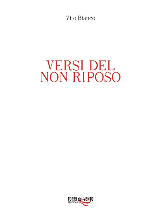 Versi del non riposo - Vito Bianco - copertina