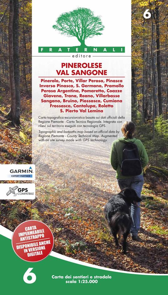 Carta n. 6. Pinerolese e val Sangone. Carta dei sentieri e stradale 1:25.000 - copertina