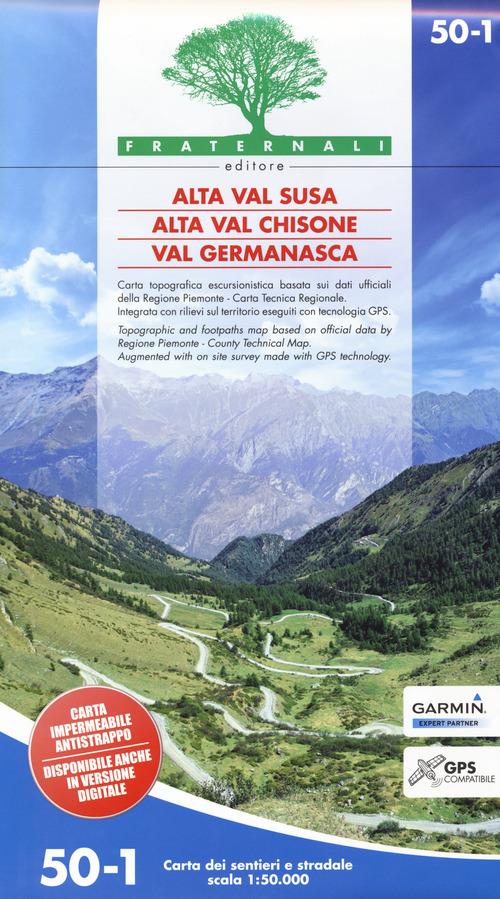 Carta n. 50-1. Alta Val Susa, alta Val Chisone, Val Germanasca. Carta dei sentieri e stradale scala 1:25.000 - copertina