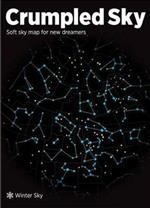 Crumpled sky map. Autumn winter. 45 N