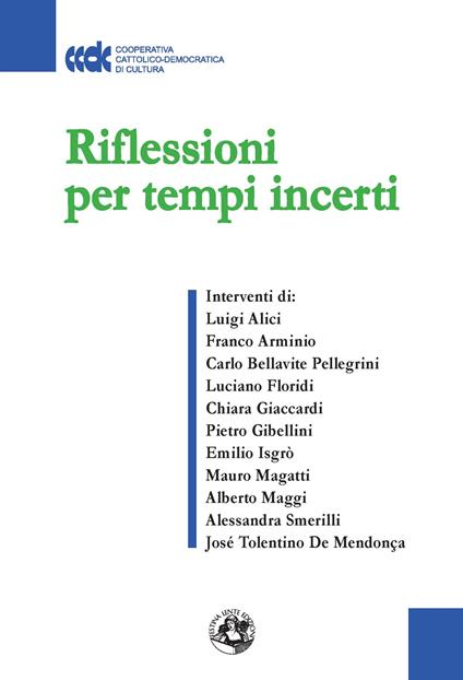 Riflessioni per tempi incerti - copertina
