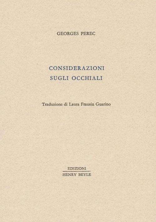 Considerazioni sugli occhiali - Georges Perec - copertina