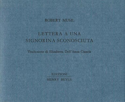 Lettera a una signorina sconosciuta - Robert Musil - copertina
