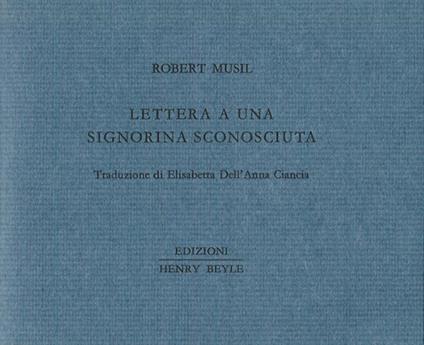 Lettera a una signorina sconosciuta - Robert Musil - copertina