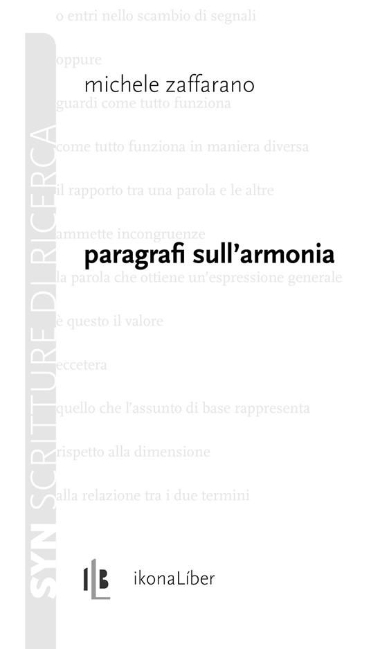 Paragrafi sull'armonia - Michele Zaffarano,Marco Giovenale - ebook