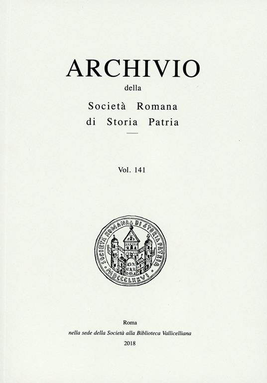 Archivio della Società romana di storia patria. Vol. 141 - copertina
