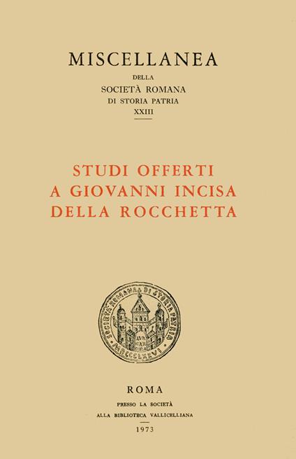 Studi offerti a Giovanni Incisa della Rocchetta - copertina