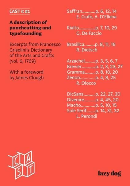 Cast It. Ediz. illustrata. Vol. 1: A description of punchcutting and typefounding - copertina