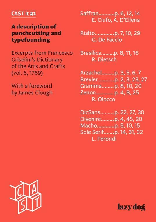 Cast It. Ediz. illustrata. Vol. 1: A description of punchcutting and typefounding - copertina