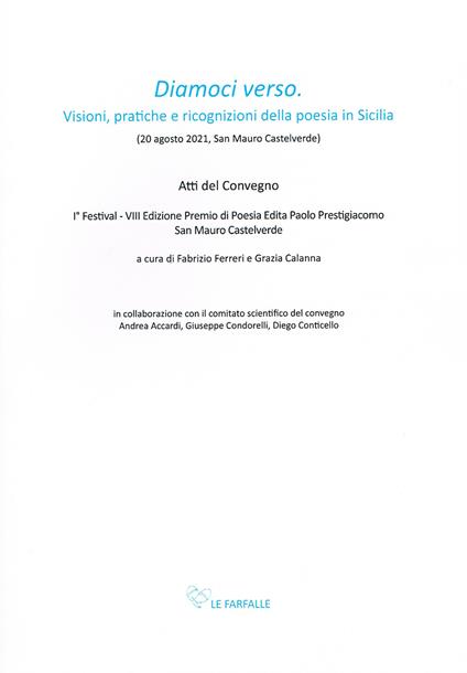 «Diamoci verso». Visioni, pratiche e ricognizioni della poesia in Sicilia - copertina