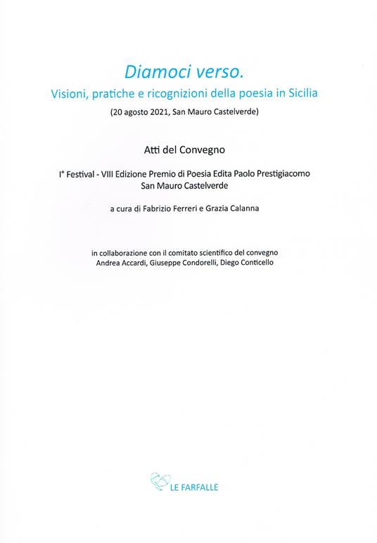 «Diamoci verso». Visioni, pratiche e ricognizioni della poesia in Sicilia - copertina