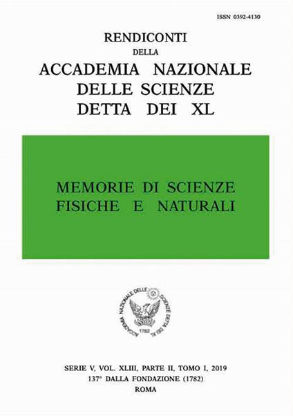 Memorie di scienze fisiche e naturali. Serie V. Rendiconti della Accademia Nazionale delle Scienze detta dei XL (2019). Vol. 43\1 - copertina
