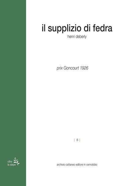 Il supplizio di Fedra - Henri Deberly - copertina