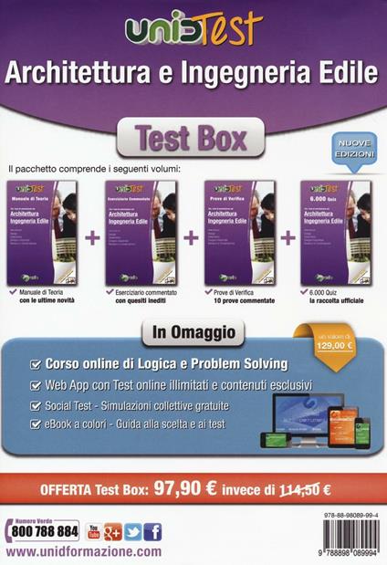 Test Box architettura e ingegneria edile: Manuale di teoria-Eserciziario commentato-Prove di verifica-6.000 quiz. Con aggiornamento online - copertina