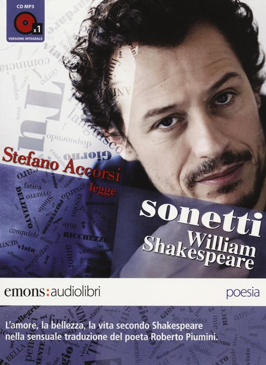Sonetti letto da Stefano Accorsi. Audiolibro. CD Audio formato MP3 - William Shakespeare - copertina