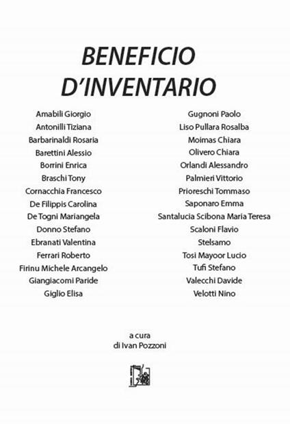 Beneficio d'inventario - copertina