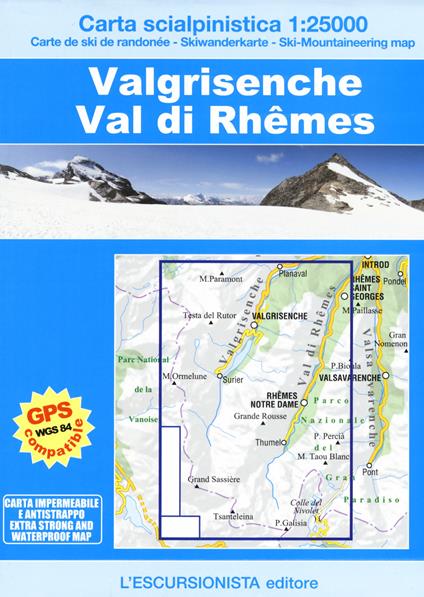 Valgrisenche, Val di Rhêmes. Carta scialpinistica 1:25.000. Ediz. multilingue - copertina