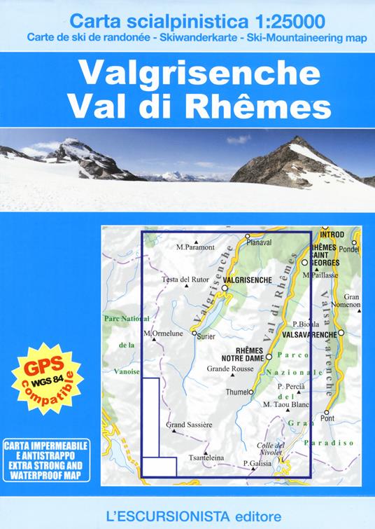 Valgrisenche, Val di Rhêmes. Carta scialpinistica 1:25.000. Ediz. multilingue - copertina