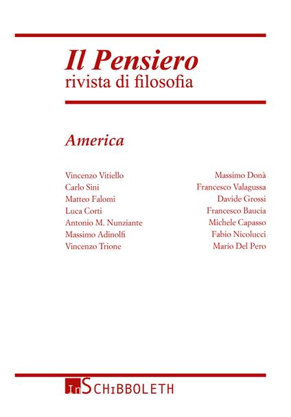 Il pensiero. Rivista di filosofia (2015). Vol. 54: America - copertina