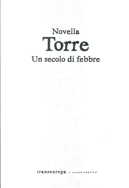 Un secolo di febbre. Poesie 2006-2009 - Novella Torre - copertina