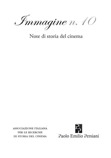 Immagine. Note di storia del cinema. Vol. 10 - copertina
