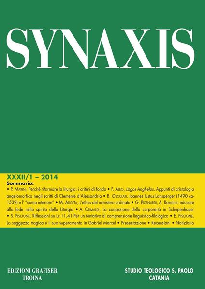 Synaxis (2014). Vol. 32 - copertina