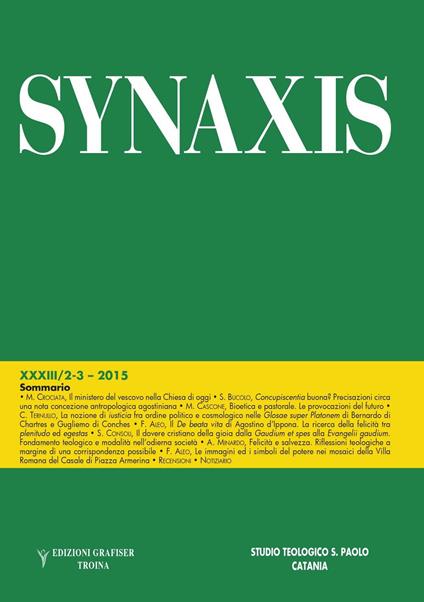Synaxis (2015). Vol. 2-3 - Studio Teologico S. Paolo - copertina