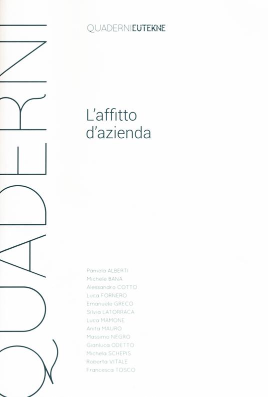 L' affitto d'azienda - copertina