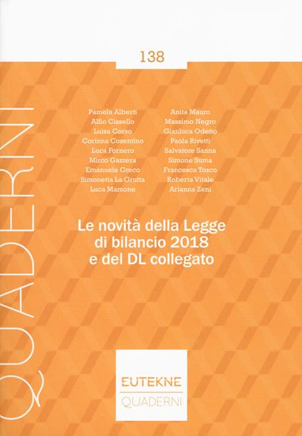 Le novità della legge di bilancio 2018 e del DL collegato - copertina