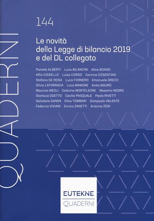 Le novità della legge di bilancio 2019 e del DL collegato - copertina