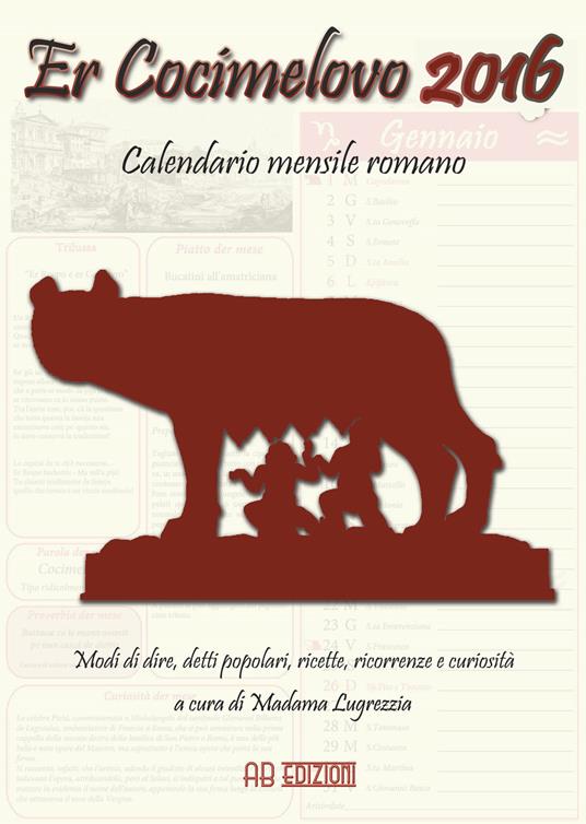 Cocimelovo 2016. Calendario mensile romano (Er) - Madama Lugrezzia - copertina