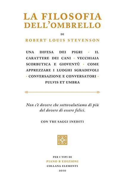 La filosofia dell'ombrello. Saggi inediti - Robert Louis Stevenson - ebook