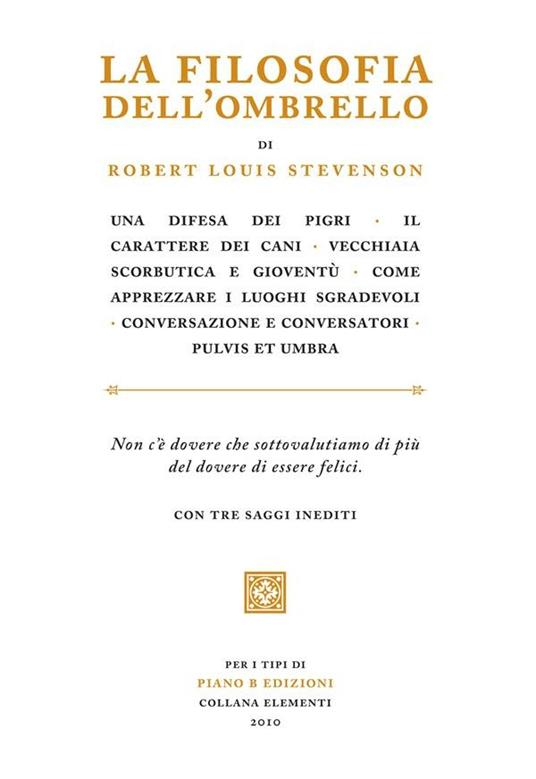 La filosofia dell'ombrello. Saggi inediti - Robert Louis Stevenson - ebook