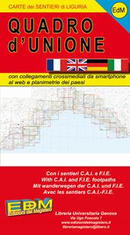 Quadro d'unione delle carte dei sentieri di Liguria. Ediz. italiana, francese, inglese e tedesca