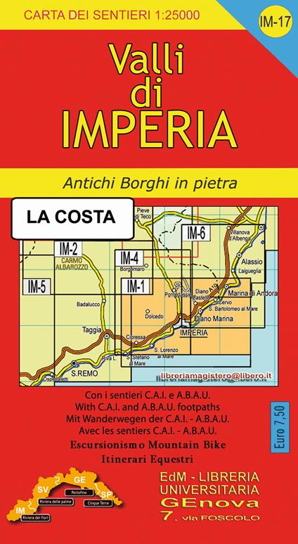 Carta dei sentieri IM 17 1:25.000. Valli di Imperia «La costa». Santo Stefano al Mare, San Lorenzo al Mare, Diano Marina, Cervo. - Stefano Tarantino - copertina