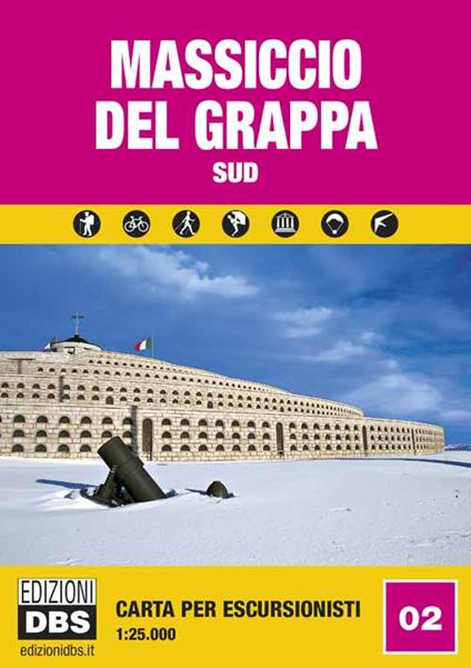 Massiccio del Grappa sud. Carta per escursionisti 1:25.000 - Marcello Pradel - copertina