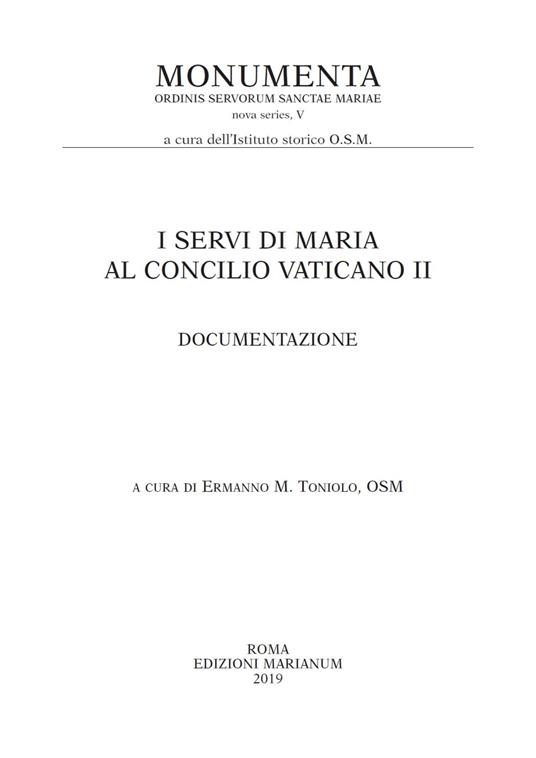I Servi di Maria al Concilio Vaticano II - copertina