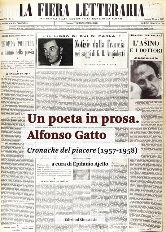 Un poeta in prosa. Alfonso Gatto. Cronache del piacere (1957-1958) - copertina